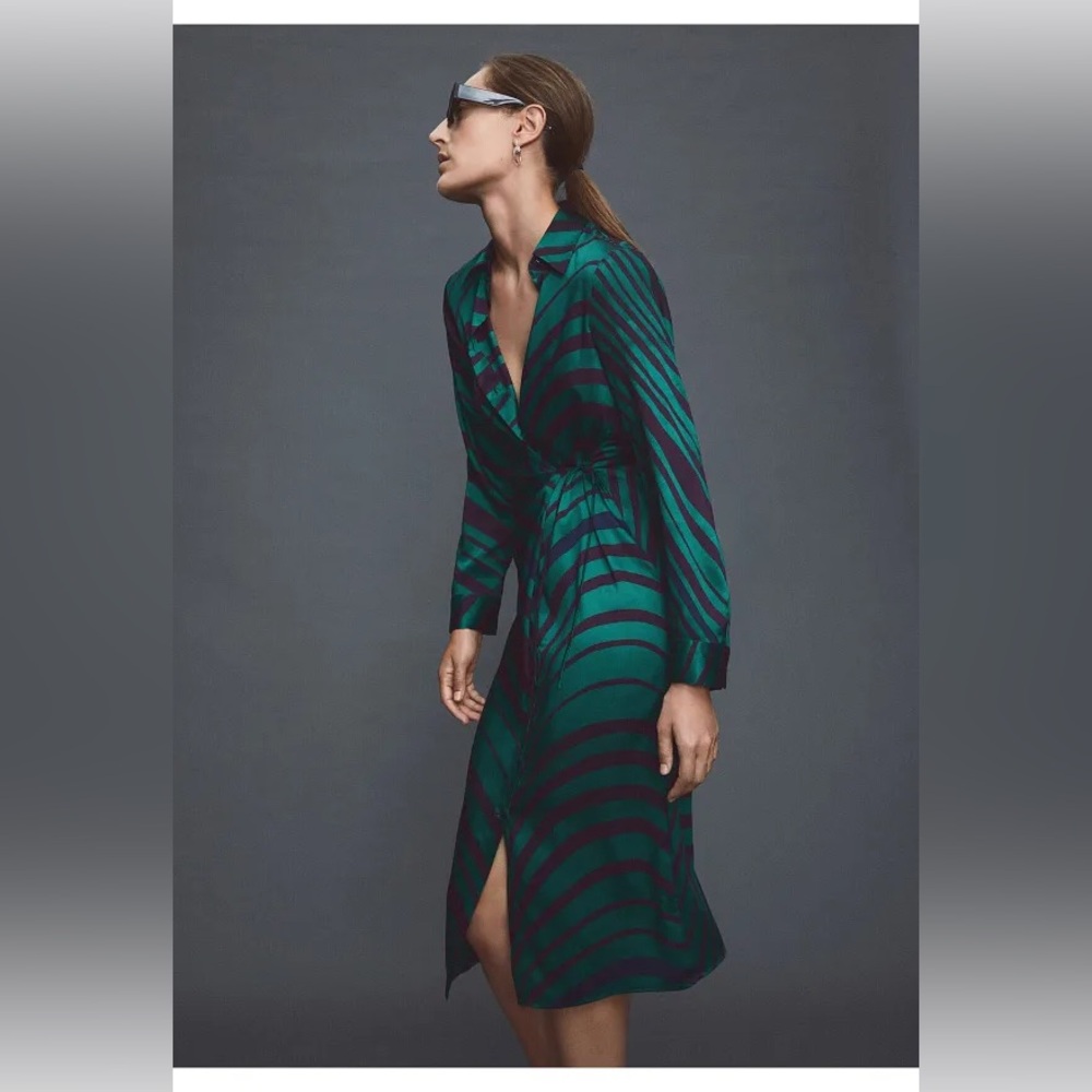 Mango Teal and Dark Striped Dress